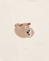 Sloth Wildlife Embroidery Oversized Off-White T-Shirt