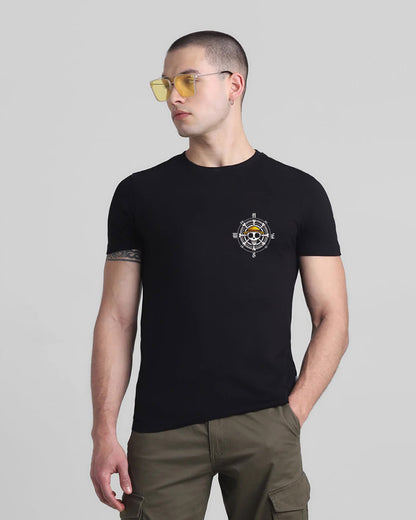Straw Hat Pirates Black Printed T-shirt