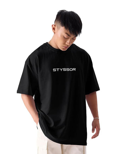 Styssor Men Black Premium Embroidery Oversized T-Shirt