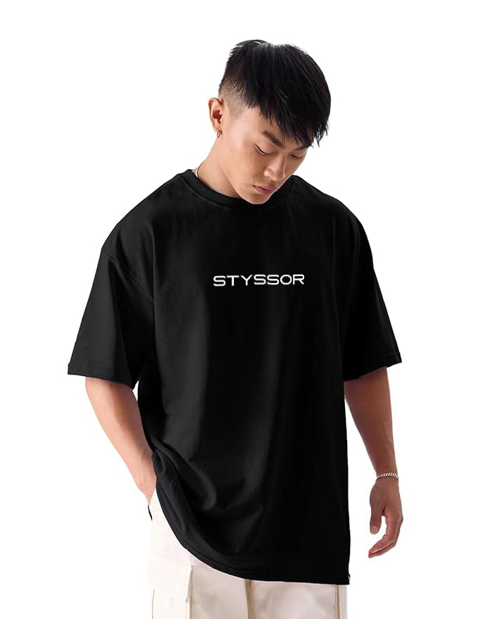 Styssor Men Black Premium Embroidery Oversized T-Shirt