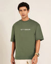 Styssor Men Olive Green Premium Embroidery Oversized T-Shirt