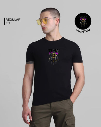 TIME Black Printed T-shirt web
