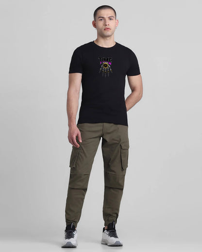 TIME Black Printed T-shirt Order Now