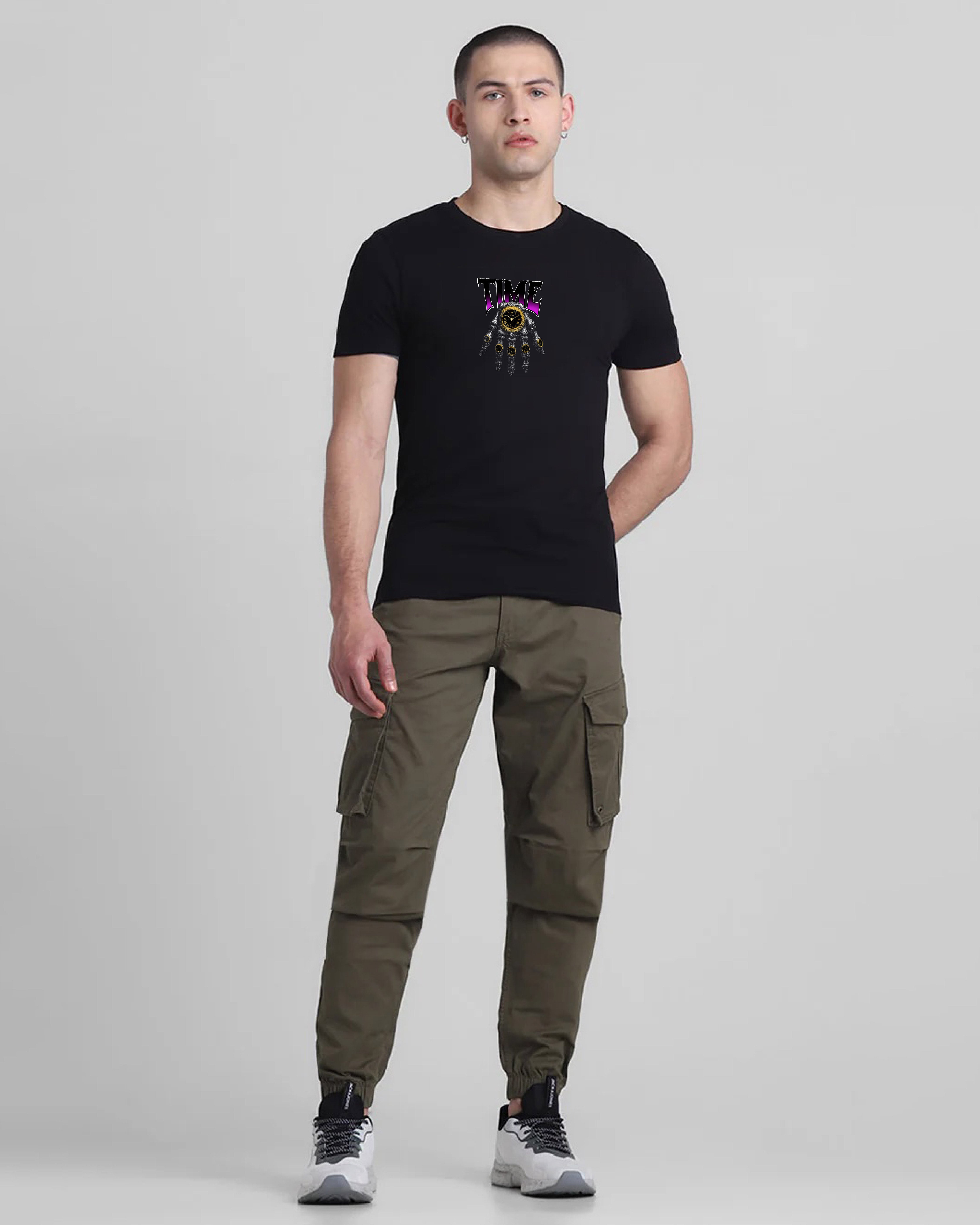 TIME Black Printed T-shirt Order Now