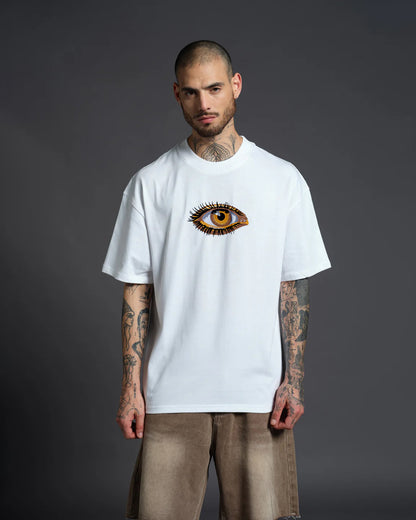 Third Eye Embroidery White Oversized T-Shirt