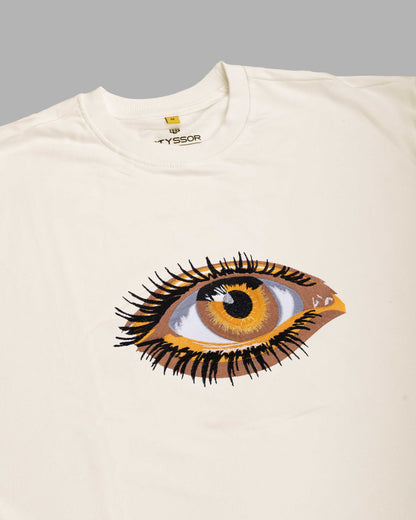 Third Eye Embroidery Off White Oversized T-Shirt