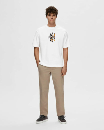 Tiger Eye Embroidery White Oversized T-Shirt