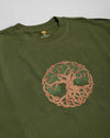 Tree of Life Embroidery Green Oversized T-Shirt