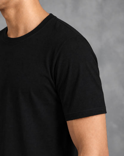 Black Cotton Plain T-Shirt