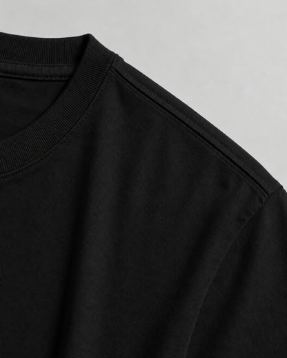 Black Cotton Plain T-Shirt