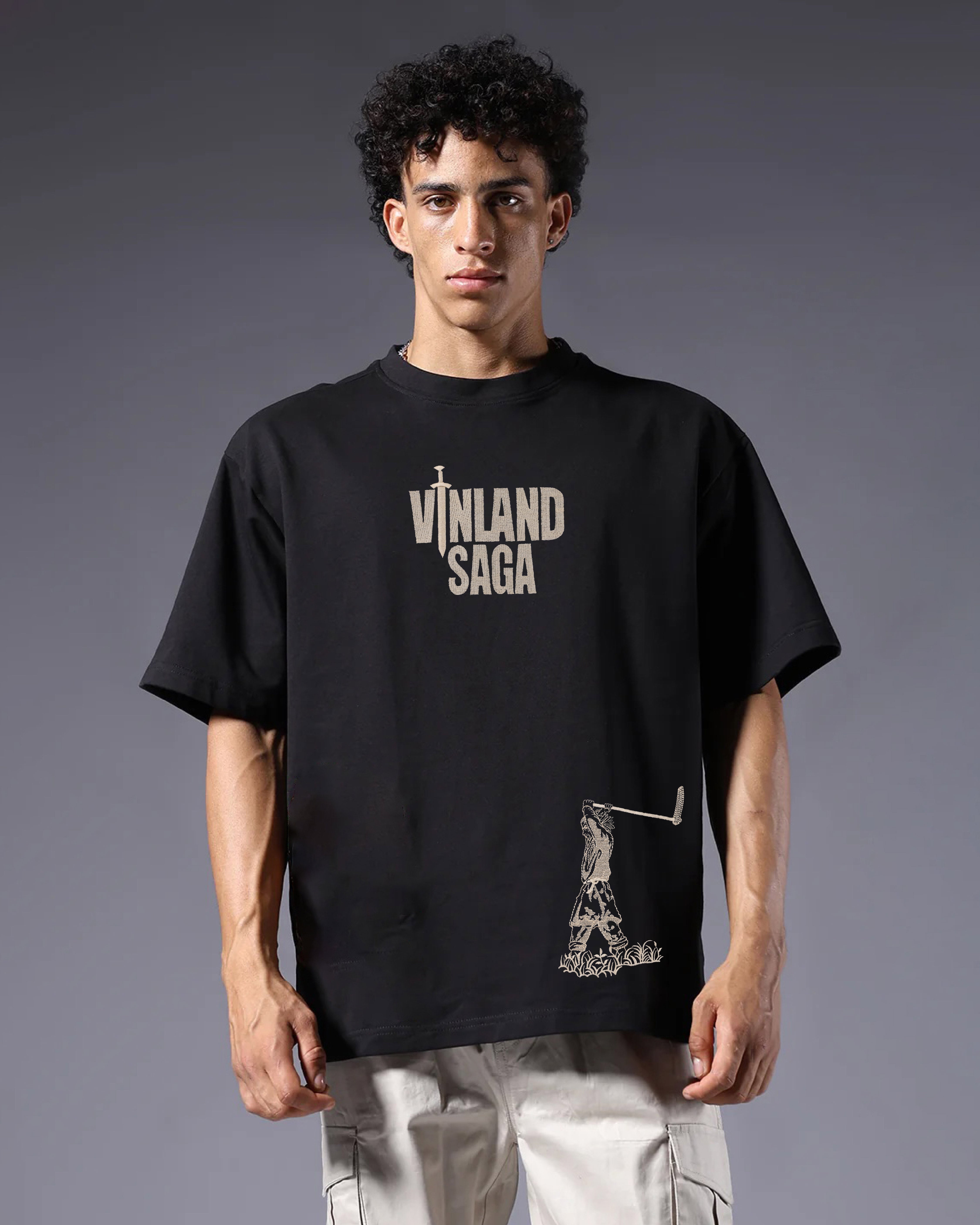 Vinland Saga Embroidery Black Oversized T-Shirt Order Now!