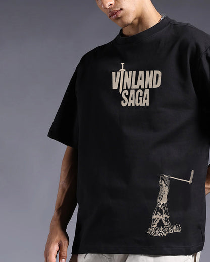 Vinland Saga Embroidery Black Oversized T-Shirt