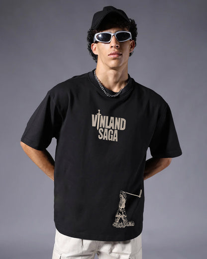 Buy Vinland Saga Embroidery Black Oversized T-Shirt