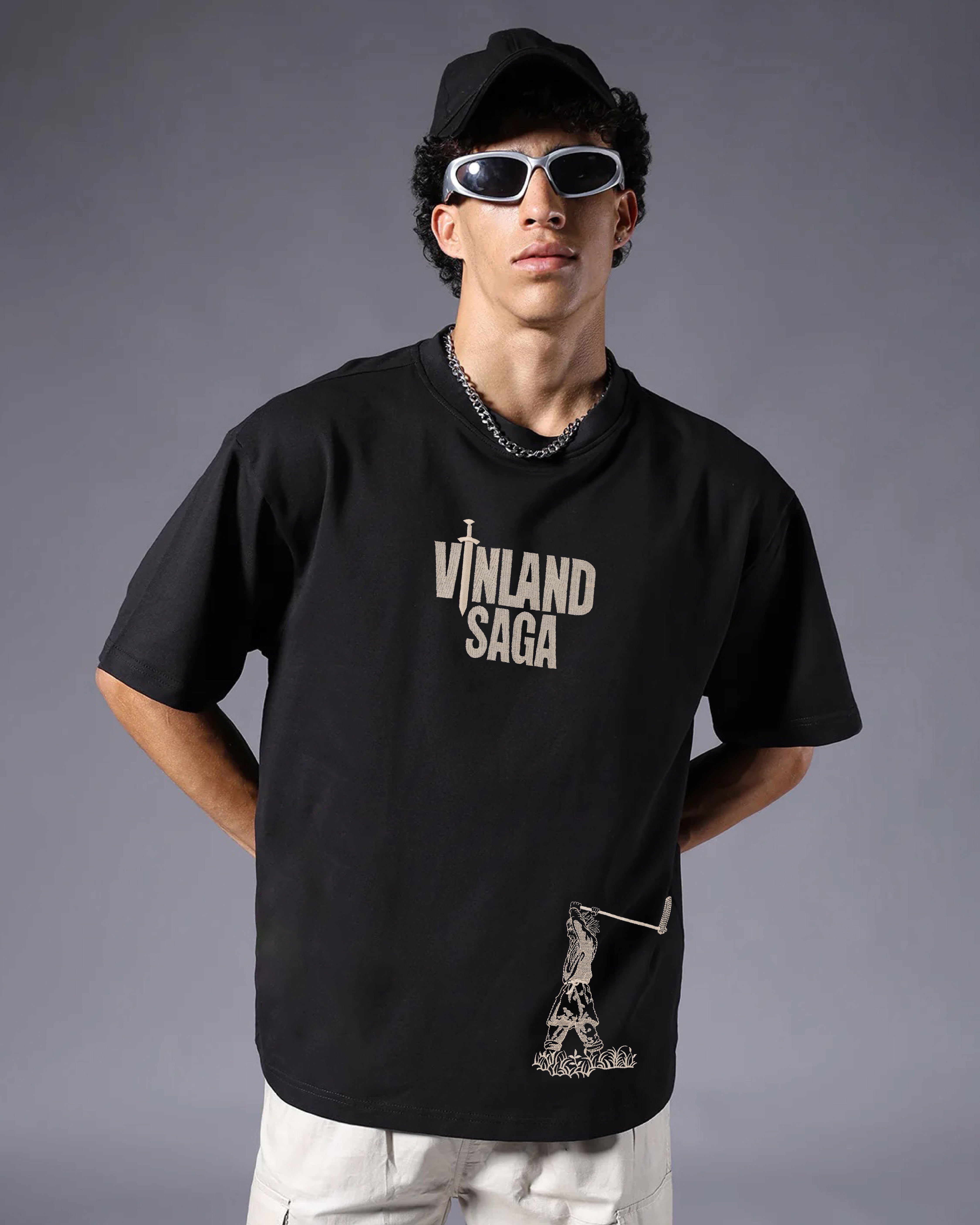 Buy Vinland Saga Embroidery Black Oversized T-Shirt