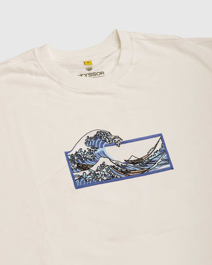 Wave off kanagawa Embroidery Off-White Oversized T-Shirt
