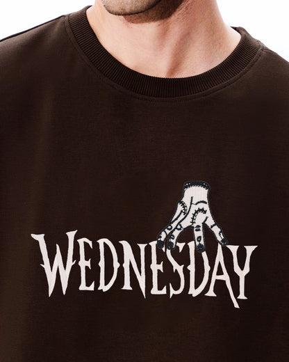 Wednesday Embroidery Brown Oversized T-Shirt
