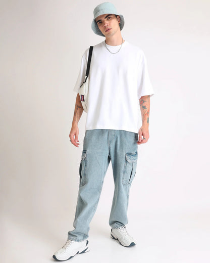 White Oversized Round Neck T-shirt