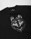 Wolf Face Embroidery Black Oversized T-Shirt