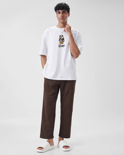 Xiong Mao Embroidery White Oversized T-Shirt Order Now!