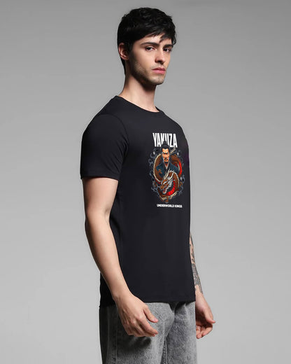 Shop Yakuza Underworld King Black Printed T-shirt