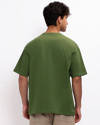 Olive Green Oversized Round Neck T-shirt
